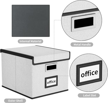 File Organizer Box with Lid, Collapsible File Folder Organizer - Image 4