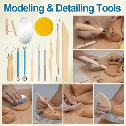 Amrules Clay Tools Kit, Practical Polymer Sculpting Tool Kit, Air Dry Clay Tool - Image 6