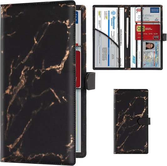 TOURSUIT Car Registration Insurance Card Holder, Marble Black | Vehicle License by TOURSUIT