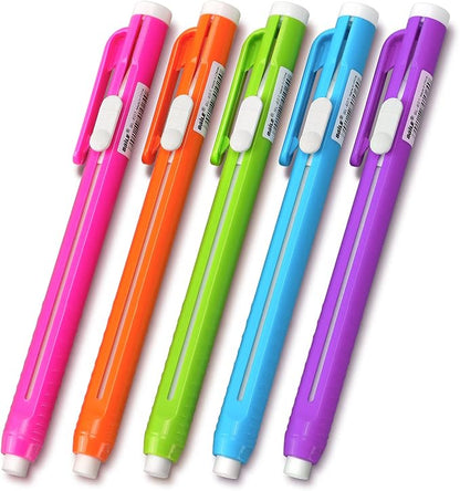 Retractable Mechanical Eraser Pen, Pen-Style Erasers, 5 Pack by Tamaki