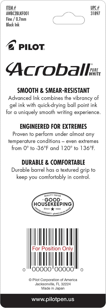 PILOT Acroball PureWhite Advanced Ink Refillable & Retractable Ball Point Pens - Image 2