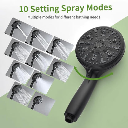 Tub Shower Faucet Set with 10 Spray Handheld Shower Matte Black Shower Head and Handle Set Shower System with Tub Spout 4.7 Inch Shower Handheld Shower Fixtures Tub and Shower Trim Kit - Image 3
