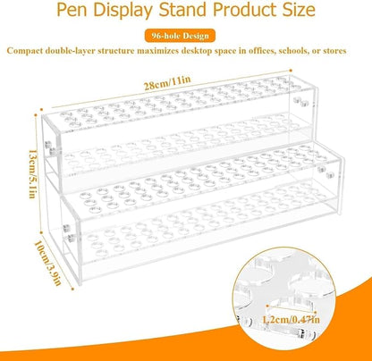 96-Slots Acrylic Pen Holder, 2-Tier Pen Display Stand - Image 2