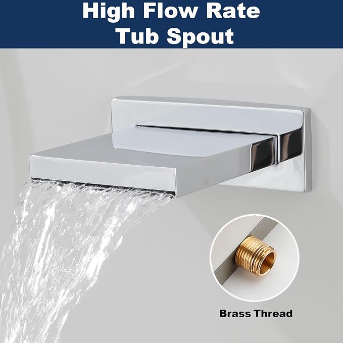 Shower System with Tub Spout, All Metal Bathtub Shower Faucet Set with High Pressure 10 Inch Rain Shower Head and Handheld Shower Head Set, Chrome (Valve Include) - Image 6