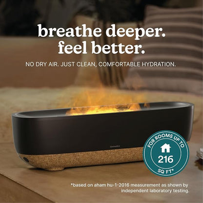 Homedics Fireside Ultrasonic Humidifier, Medium Sized Rooms, Visible Flame-Effect Cool Mist, 0.26-Gal Top-Fill Tank, Dry Air Relief at Home, Breathe & Sleep Better, Aromatherapy - Image 2