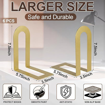 Chunful 6 Pcs Modern Metal Book Ends - Image 4