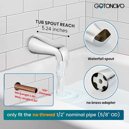 gotonovo 3 Handle Tub Shower Faucet Set, Bathtub Shower Fixture,Bathroom Tub and Shower Faucet Combo Shower System Complete Tub and Shower Trim Kit with 6 Settings Showerhead Polished Chrome - Image 4