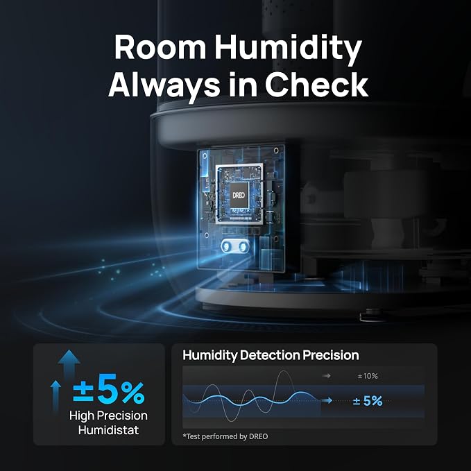 DREO Smart Humidifiers for Bedroom, 6L Top Fill Supersized Cool Mist Humidifier for Large Room, 60 Hour Runtime, Quiet Ultrasonic Humidifiers for Plants, Indoor, Home, Night Light, White - Image 4