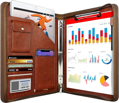 Zippered Portfolio Organizer, WRIYES Leather Padfolio by WriyesOffical