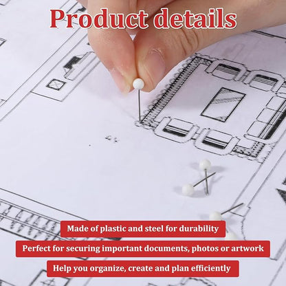 200 PCS White Push Pins, Small Round Head Map Push Pins - Image 3