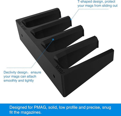 Solid ABS 6X Standard PMAG Wall Mount, Mag Holder, Home Magazine Storage Rack - Image 3