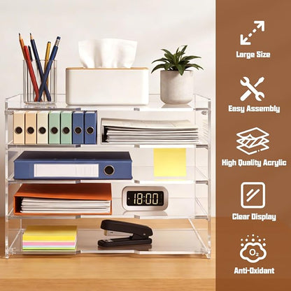 Leffis 5 Tier Acrylic Desk Organizer, Desktop Document Sorter - Image 5