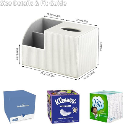 Square Tissue Box Cover with Storage, PU Leather Cube Tissue Box Holder - Image 2