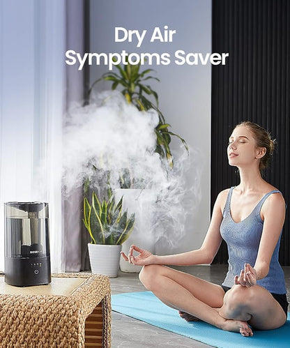 Humidifiers for Bedroom (1.1L), Small Cool Mist Humidifier for Home Plant and Baby Nursery, Quiet Ultrasonic Humidifier with 360° Nozzle, Auto Shut-Off, Filterless, Black - Image 2
