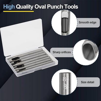 8 Size Oval Hole Punch for Leather 2mm-5mm, Boyistar Leather Craft Punch Tools - Image 3