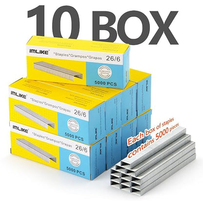 IMLIKE 26/6 Standard Staples 1/4"-10 Boxes, Chisel Point, - Image 2