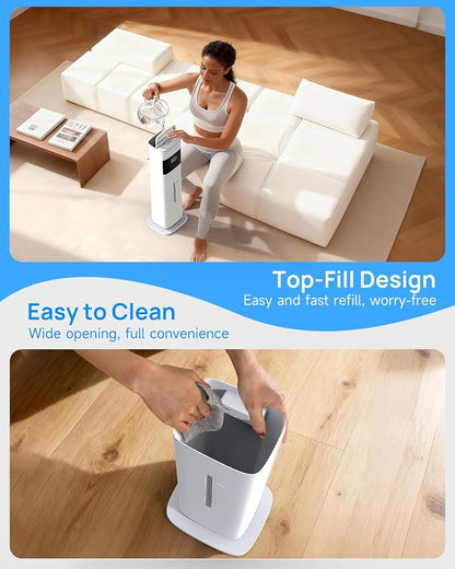 Warm & Cool Mist Humidifiers for Bedroom, Top-Fill Humidifier Large Room with Essential Oil Diffuser, Large Room Humidifiers for Home Baby Nursery Office Plants, White - Image 8