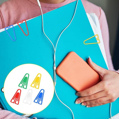 50Pcs Plastic Paper Clips Long Mixed Color Triangle Clips Bookmarks Smooth - Image 5