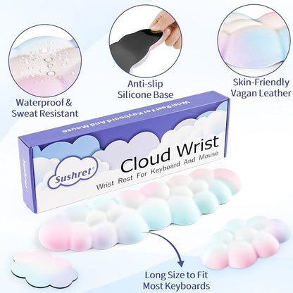 Sushret Cloud Wrist Rest Keyboard, Cloud Keyboard Wrist Pad Set - Image 5