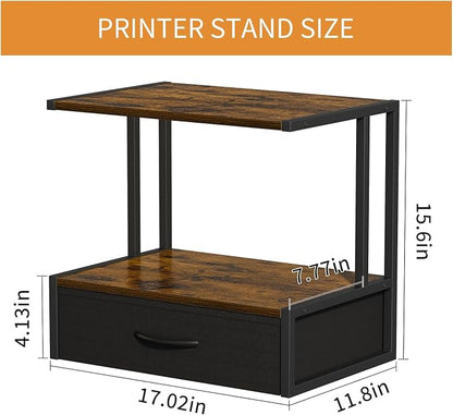Printer Stand with Storage for Desk, with Fabric Drawer Desktop Printer Stand - Image 4