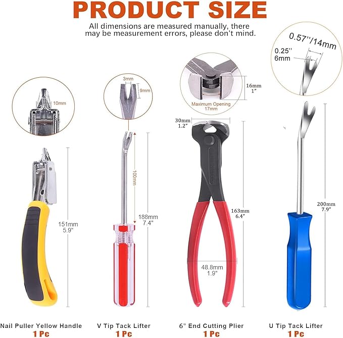 Construction and Upholstery Staple Remover Tack Puller Nail Remover Tool Set - Image 2