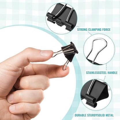 110PCS Black Binder Clips Assorted Sizes, 4 Sizes Large Medium Small Mini Paper - Image 5