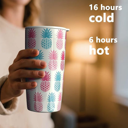 TILUCK 20 oz Insulated Tumbler with BPA-Free Lid, Stainless Steel Vacuum Travel Coffee Mug, Double Wall Coffee Tumbler（20oz，Pineapple） - Image 3