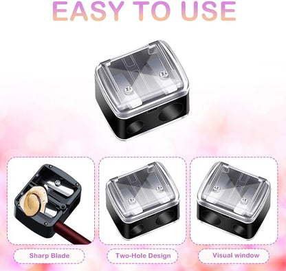 Makeup Pencil Sharpener, 4 Pack Dual Hole Cosmetic Pencil Sharpener - Image 3