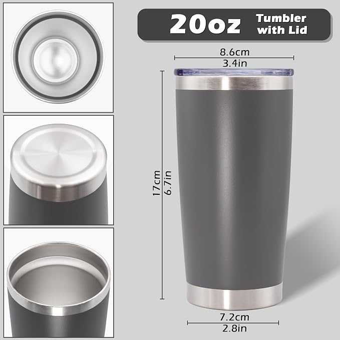 AIANJI 20oz Tumbler Bulk Stainless Steel Tumblers with Lid Vacuum Insulated Double Wall Travel Coffee Mug Powder Coated Tumbler Cup for Hot and Cold Drinks(Mix Color, 12 pack) - Image 7