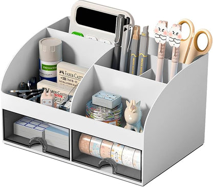 COMFYROOM Desk Organizer with 6 Compartments and 2 Drawers, Plastic Makeup by COMFYROOM