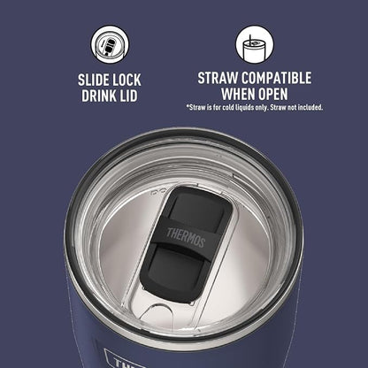 THERMOS ICON SERIES, Stainless Steel Tumbler with Slide Lock, 24 Ounce, Mystic Navy - Image 4
