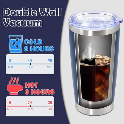 20oz Tumbler Stainless Steel Tumbler Cup with Lid Vacuum Insulated Double Wall Travel Mug, Durable Powder Coated Travel Coffee Tumbler Mug for Hot & Cold Drinks, Navy,1 Pack - Image 5