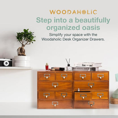 Stackable Modular 4-Pack Vintage Desktop Apothecary Cabinet w/ 12 Drawers - Image 9