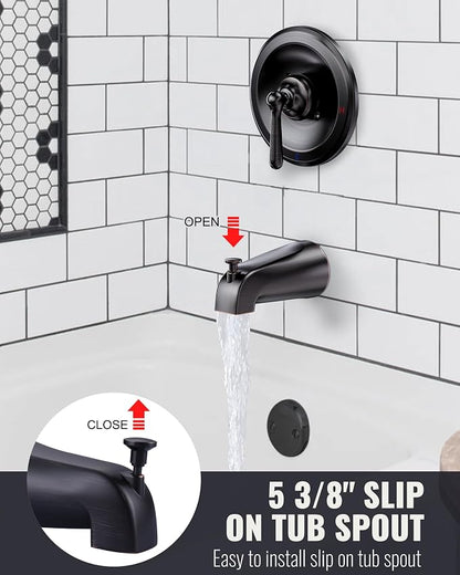 Shower Tub Faucet Set Bronze: ARCORA Bathtub Faucet Set with 6-Inch Rain Showerhead and Tub Spout, Oil Rubbed Bronze Bathtub and Shower Trim Kit (Valve Included) - Image 5