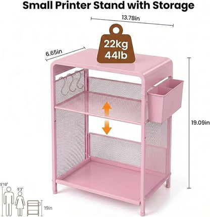 ECOLOVI 3 Tier Printer Stand for Under Desk, Height Adjustable Shelf Small - Image 2
