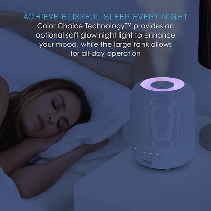 Pure Enrichment® HUME™ Sense Top Fill Humidifier – Large 3L Tank, Auto Mode Humidity Sensor, 3 Mist Settings, Optional Night Light, Optional Aromatherapy, Sleep Mode & Auto Shut-Off - Image 3