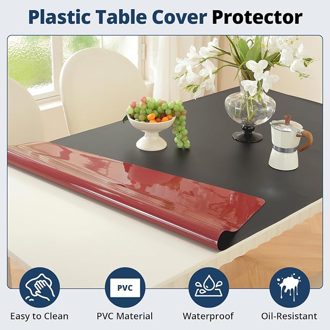 OstepDecor Black Table Cover Protector 42 x96 Inch, 1.5mm Thick Plastic Table - Image 4