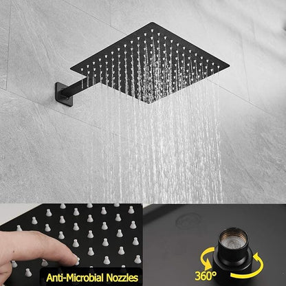 Matte Black Shower System with Tub Spout Wall Mounted Bathtub Shower Faucet Set for Bathroom with High Pressure 10" Rain Shower head and Handheld Shower Head Kit - Image 3