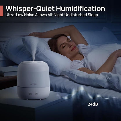 Clarston 2L Cool Mist Humidifier for Bedroom with 360° Adjustable Nozzle, High and Low Mist Levels, Ultra-Low Noise, Light-Off, No BPA, Auto Shut Off, Ideal Baby Humidifier with Easy Top Filling - Image 5