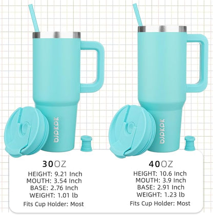 BJPKPK 30 oz Insulated Tumbler With Lid And Straw Stainless Steel Tumblers Cup With Handle For Women And Men,Turquoise - Image 4