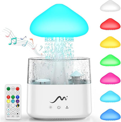 Rain Cloud Humidifier for Bedroom with Remote Control, Built-in Sound Speaker, Aromatherapy Water Drip Diffuser, LED Night Light & Raindrop Sounds for Sleep and Relaxation - Image 6