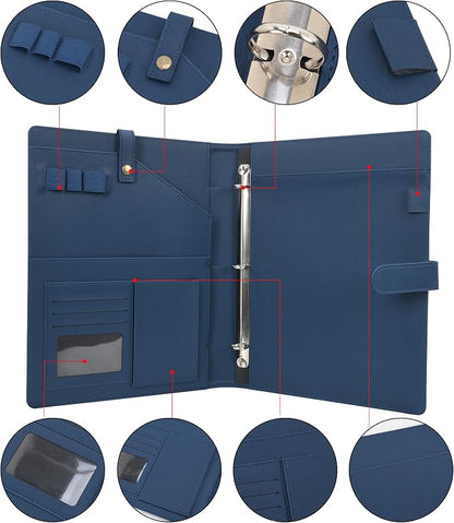 Wonderpool A4 PU Leather Portfolio Holder Ring File Document Case - Image 5