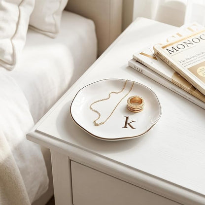 Ceramic Jewelry Tray, Personalized Initial Jewelry Dish - Image 6