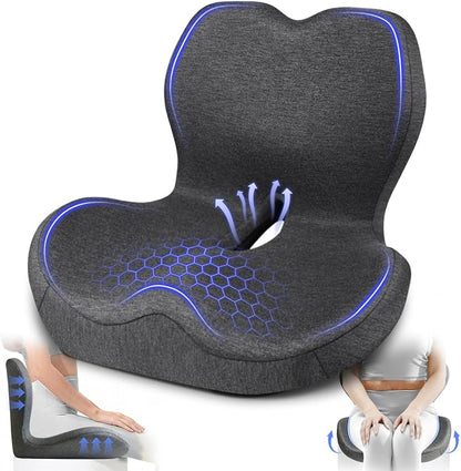 Seat Cushion with Back Support, Lumbar Support Pillow by JIPORIER