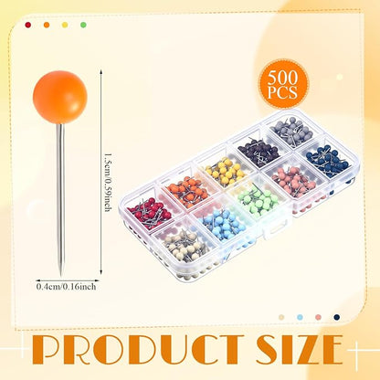 Outus 500 Pieces Map Push Pins Map Tacks Plastic Round Head Tacks - Image 2