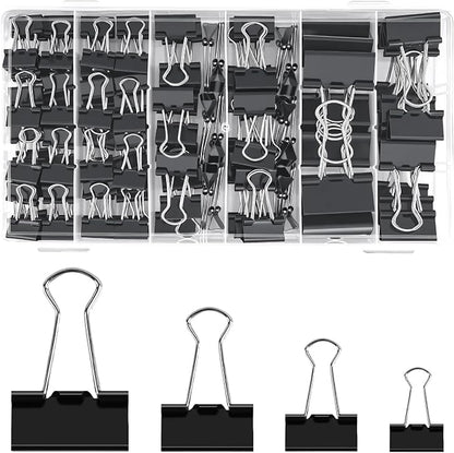 Binder Clips Paper Clamps Assorted Sizes 140 Count, 4 Sizes in One Pack by Deoot
