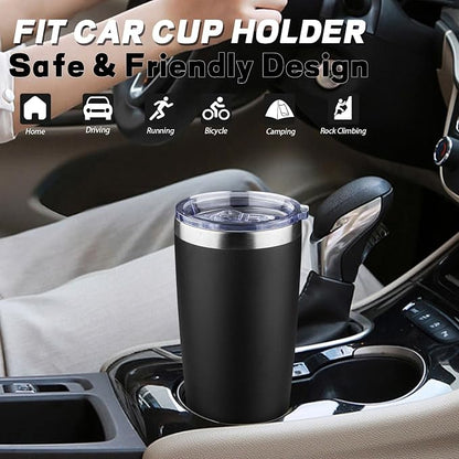 20 oz Tumbler with Lids and Straws, Stainless Steel Insulated Coffee Tumbler, Double Wall Vacuum Insulated Travel Mug Cup, Leakproof Thermal Coffee Cup for Hot and Cold Drinks (black) - Image 6