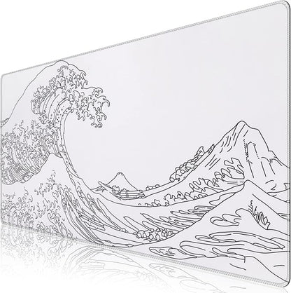 iCasso White Mouse Pad, Extended Gaming Mouse Pad, Large Stable Rubber Base by iCasso