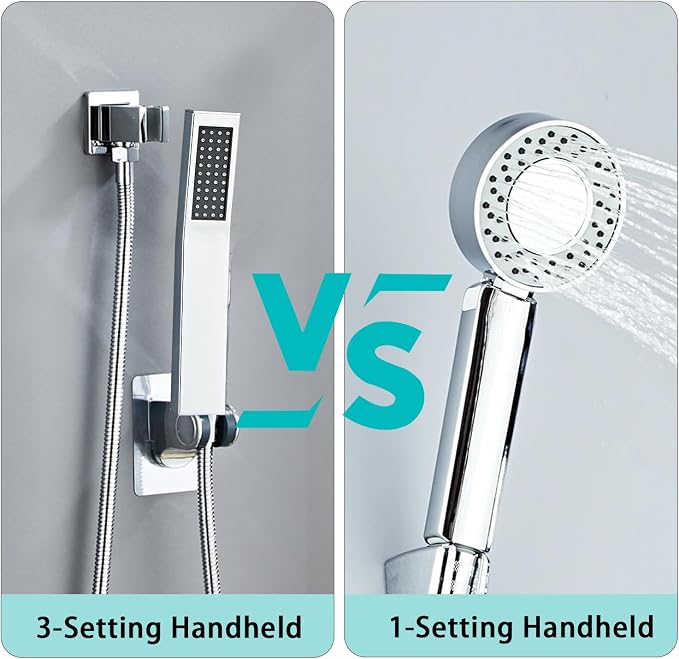 8 Inch Shower Faucet Set Ceiling Mount, High Pressure Rainfall Shower System, Square Rain Shower Head with Handheld Spray Combo, Ceiling Luxury Rainfall Shower Fixtures (L-Style) - Image 7