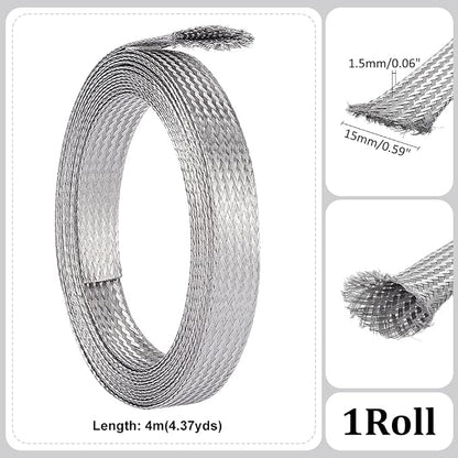 UNICRAFTALE 0.59" Wide Stainless Steel Braided Sleeving Braid 13.12 Feet Cable - Image 3